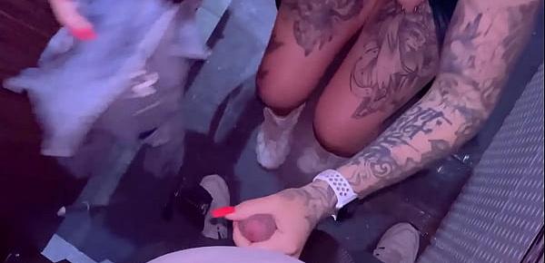  Risky blowjob to a stranger in a nightclub toilet and cum play
